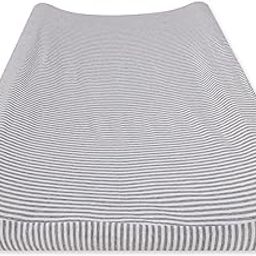 Burt's Bees Baby - Changing Pad Cover, 100% Organic Cotton Changing Pad Liner for Standard 16" x 32" Baby Changing Mats (Heather Grey Thin Stripes)-image-12