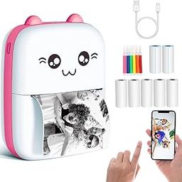Portable Mini Printer, Pocket Thermal Printer with 7 Rolls Paper, Wireless Bluetooth Smart Printer for Photos, Office Receipts, Labels, QR Codes, Inkless Printing-6