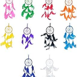 ARTBUG™ Small Dream Catchers Combo for Cars/Home/Office/Rooms - (Pack of 10) - Made of Natural Feathers-image-9