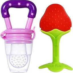 Lefan BPA Free Silicone Fruit Shape Teether Toy for Newborn Baby 6 to 12 Months Teething Toys for Babies 0-6 Months-Chew Toys Pacifier Feeder Cum Nibbler Infant Baby Perfect Baby teether-Feeder P-S-2pcs)-picture-26