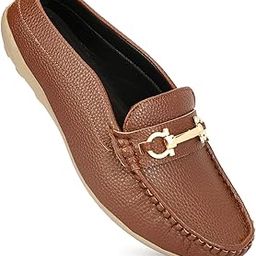 Women's Stylish Comfortable Upper Metalic Buckle Detailed Loafers for Girls-image-39