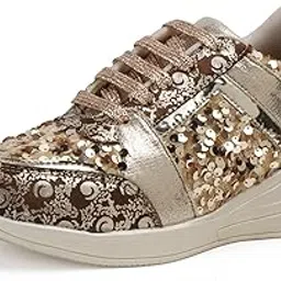 vendoz Women Wedding & Party High Heel Sneakers I Cushioned Insole I Glittery & Embellished Bridal Wear I Lightweight and Stylish Shoes for Girls CNV7055-picture-10