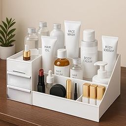 PANCA Cosmetic Organizer Box with Drawers | Multipurpose Plastic Makeup & Stationery Storage Organizer for Women | Desktop Vanity Storage Box for Dressing Table, Bathroom & Office Use-image-32