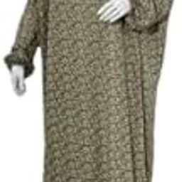 Felza Premium Prayer Dress, Delta Crepe Fabric, Free Size with Elastic Sleeves, Green Floral Pattern-picture-48