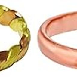 Handmade 99% Pure Copper and Copper Brass Prevent Joint Pain, Arthritis, Muscle spasms and Joint Health Benificial Trendy Fashion Thumb Finger Challa Ring for Men/Women-image-36
