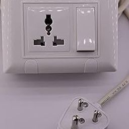 Nimai Creation Extension Board 1 Single Socket 15A 16A / 0.75 mm Long Wire Cable Cord with 15 16 Amp Power Plug (Polycarbonate)(White) (3 Meter)-25