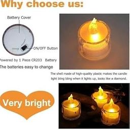 LED Tea Light Candles, Flameless Smokeless Decorative, Transparent Acrylic, for Diwali Navratri Pack Off 6-image-12