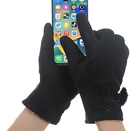 Black Side Design Womens Gloves Winter Touchscreen Texting Phone Windproof Gloves Fleece Lined Cold Weather Snowproof Warm Gloves for Riding-image-10
