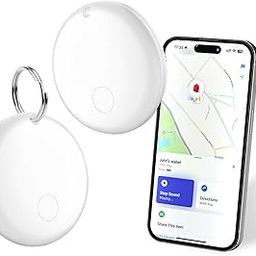 Eelexa White Air Tags- Key Finder Item Trackers Work for Apple Find My (iOS Only) Smart Tag for Luggage, Key, Backpack,Season Gift Choice (White, 2 Pack)-5