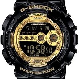 G-Shock GD-100GB-1DR Black & Gold Digital Dial Black Resin Strap Men's Watch Shock And 200M Water Resistant G340-59