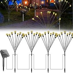 GIGAWATTS GW-503 5 in 1 Solar Lights 8 LED Outdoor Firefly Starburst Swaying Lamp with 5.5V Panel & Remote Control 1200mAh Battery for Pathway Yard Walkway (Pack of 4, Warm White)-8