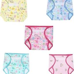 Mothers Choice Unisex Reusable Inside Plastic Outside Cotton Nappies/Waterproof U Shape Nappies With Belt For Insert/Cloth Diaper Or Langot With Strap Closure (Pack 5-Small)-28