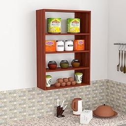 Redwud Liyan Multipurpose Wooden Wall Shelf for Storage | Kitchen Shelf (Walnut) D.I.Y-image-18
