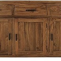 GateWay Furniture Solid Sheesham Wood Sideboard with 3 Drawer and 3 Door Storage for Living Room Bedroom Hall Home Office Furniture Wooden Kitchen Cabinet (Natural Finish)-image-6