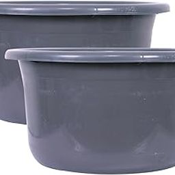 Kuber Industries Bath Tub | Versatile Utility Gaint Tub | Plastic Bath Tub for Baby | Baby Bathing Tub | Clothes Washing Tub For Bathroom | Feeding Pan Tub | TUB-25 LTR | Pack of 2 | Gray-image-5