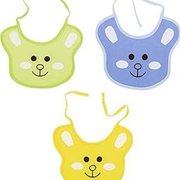 Kids Basic Soft & Durable Waterproof Spill Resistant Cotton Baby Bibs for 6 to 12 months, Adjustable Neck Closure Feeding Bibs, Ideal for Infants & Toddlers, Combo of 3-17