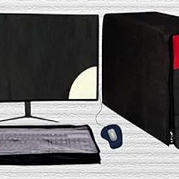 GUTSAV SALES Computer Cover 3 in 1 DustProof Printed Combo for 27 Inch Desktop PC | Monitor, CPU and Keyboard Cover Set of 3-78