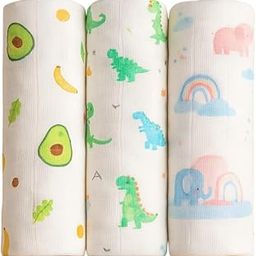 HONOR YOUR HOME Super Soft Cotton 2-Layer Muslin Baby Blanket (Pack of 3) | Avocado, Dinosaur & Elephant Print | Breathable & Gentle on Baby Skin | Perfect for Newborns, Infants & Toddlers-image-43