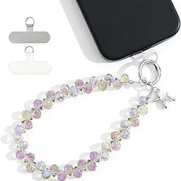 KHOLAD Crystal Phone Wrist Strap Phone Charm Chain Keychain Beaded Cellphone Lanyard with Tether Tab Hands-Free Wristlet Bracelet Wrist Grip Strap for Women-image-82
