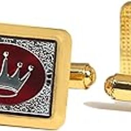 Cufflinks For Men Golden Gold Royal Horse Design Links For Office Corporate Wedding Party French Cuff Shirts Suit Blazer Metal Cufflinks with Blue Enamel and Horse Motif, Square Shape-45