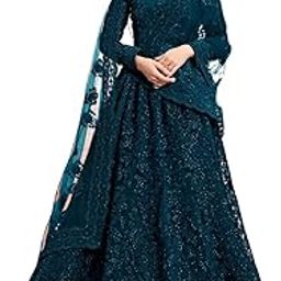 Aika Creation Women's Net Embroidered Semi-Stitched Gown Golly Gown-New-picture-0
