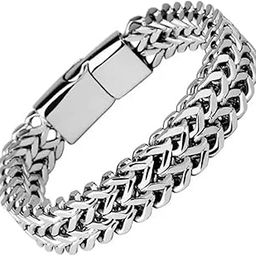 Magnetic Double Chain Bracelet for Men & Boys | Silver Stainless Steel Stylish Bracelet | Durable Fashion Accessory-image-33