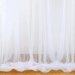 1iAM 2pcs White Decoration Net - Large Size, Stitched with Ribbon, Nylon Made, Reusable, Soft, Wrinkled Free, 8.5x5ft Each, Backdrop Net for Birthday, Anniversary, Wedding Party Decoration-31