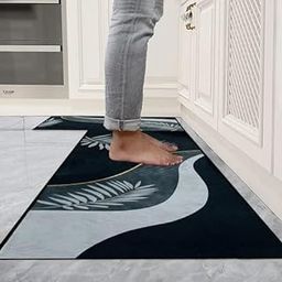 TPJ Mart 2Pcs Kitchen Floor Mat Set | Soft and Super Water Absorbent| Washable, Easy to Clean| Anti-Skid Floor Mat for Kitchens, Laundry Room, Bedrooms (120x40cm, 40x60cm) (Delicious Moment)-picture-7