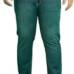 Men's Plus Size Solid Teal Colored Jeans-image-10