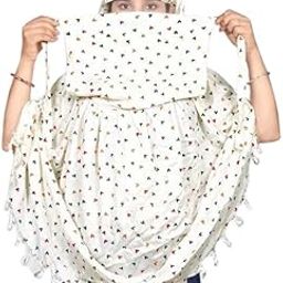 Cotton Long Scarf Cum Mask scarves Usable for vehicle Driver | White Printed Design | Universal Size | For Girl & Women | Breathable Sun Protection Light Weight-33