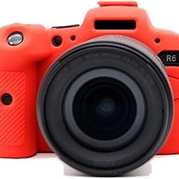 FOTOKINA R6 II Case, Fullbody Ultra-Thin Lightweight Rubber Soft Silicone Housing Case Bag Cover for Canon Eos /R6 Mark II (Black) (Red)-picture-19