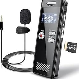 128GB Digital Voice Recorder,Voice Activated Recorder with Playback,Voice Recorder for Lectures,HD Dual Mic Tape Recording Device,Sound Audio Recorder with Line-in-picture-2