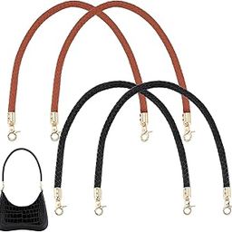 Handles Bag Straps, PU Leather Replacement Handbag Bag Handles with Alloy Clasps for Bag Making Accessories Purses Straps Supplies, 60.5cm/23.5inch, Brown Black(4pcs)-image-21