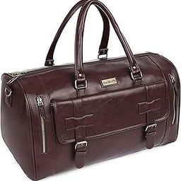 Weekender Premium Duffle Bag with Shoe Pocket for Travel for Men and Women Made of Faux Leather with Attachable Shoulder Strap Cabin Holiday Bag-image-52