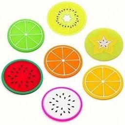 Orcoa Fruit Coaster, Non Slip Coasters Heat Insulation Colorful Unique Slice Silicone Drink Cup Mat for Drinks Prevents Furniture and Tabletop. (Random Designs) (Pack of 5)-image-25