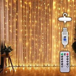 Party Propz Curtain Lights for Decoration - 8.8ft X 9.75ft Warm Led Curtain Lights for Home Decoration 300Led, Wedding Lights for Decoration, Fairy Lights for Birthday, Diwali, Party, Pooja Room Light-10