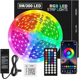 KSIPZE LED Strip Lights 5M | Waterproof 300 LEDs Color Changing Lights | Bluetooth & 42-Key IR Remote | RGB LED Strip with 16 Million Colors | Music Sync & App Control | Bedroom, Home, Party Decor-image-82