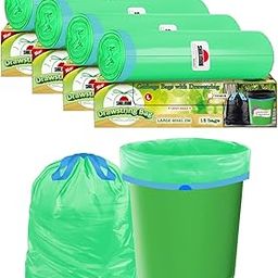 Shalimar Premium Drawstring Garbage Bags (Lavender Fragrance) Size 24 X 32 Inches(Large) 60 Bags (4 Rolls) Dustbin Bag/Trash Bag - Green Color-13