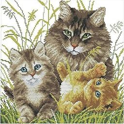 LOOM TREE DIY Needlwork Stamped Cross Stitch Embroidery Kit - Cat Pattern 14CT 34x34cm Needlecrafts & Yarn | Embroidery & Cross Stitch | Hand Embroidery Kits | Cross Stitch Kits-image-40