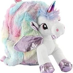 Unicorn Bags for Girls - Plush School Bags with Unicorn Design (Pink)-image-66