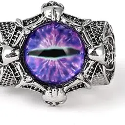krystalz Evil Eye Gothic Dragon Punk Adjustable Rings for Men Women Viking Stone Ring - Pack of 1 Piece (Purple)-picture-12