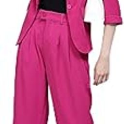Polyester & Woolen Regular Fit Peak Lapel Neck Full Sleeves Coat For Women (Hot Pink, S)-picture-20