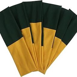 ICObuty Headbands Hairband Exercise Bands Cotton Soft and Stretchy Elastic Solid Color (Forest green/Gold)-16