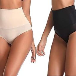 Nylon Blend Women's High Waist Seamless Smooth Tummy Control Shapewear Panty Briefs (Pack Of 2 Panty)-97