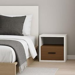 Furniture Factory Outlet Bed Side Table Wooden Organizer Stand/Home Decor Table/End Table/Side Table for Bedroom/End Table for Living Room 40 x 45 x 45 cm, White and Brown-13