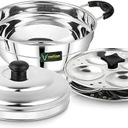 Next Future 5-Star Idli Maker Steel | Idli Steamer Stainless Steel | Small Idli Maker Multipurpose Steel Kadai with 8 Idli Kulis (2 Plates)-image-2