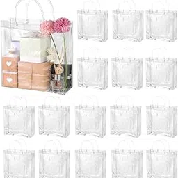 SATYAM KRAFT 24 Pcs Transparent Goodie Bags with Handle | Gift for Her / Him, Mothers Day Gifting ,Gift Bags, Clear Shopping Bags for Wedding, Birthday, Return Gifts, Party Favors, Hampers (25.5 x 24 x 8 CM)-picture-11