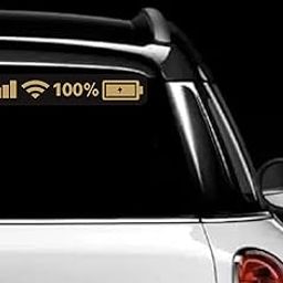 STR Stickers Car Decoration Signal Power WiFi (11.5X1.5 inches) Logo Reflective Radium (Golden Color)-1