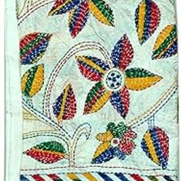 Women's Hand Embroidered Kantha Work Silk Blouse Material - 1 Meter; 725085-image-70