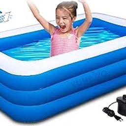 VUNEXO Swimming Pool 10 Feet for Adults Kids with Electric Air Pump, Large 3-tier Independent Thicken PVC Best Way Inflatable Swimming Pool for Fun Indoor Outdoor Summer Activities | 300 X 190 X 65 cm-17